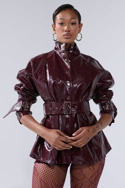 AKIRA On Fire Faux Leather Button Down Top | Size 1X
