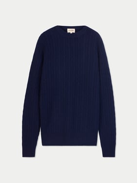 Cashmere Cable-Knit Sweater - 2XL / Navy / MK0333-1479