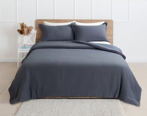 QE Home Recycled Microfiber Comforter Set in Kala, GRS Certified, Blue, King