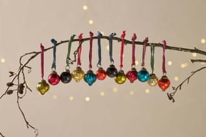 nkuku Dew Drop Baubles Set Of 12 | Christmas Decorations | Mixed Antique | 3 cm (Diameter)