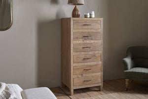nkuku Iya Reclaimed Wood Tall Boy Chest Of Drawers | Bedroom Furniture | One Size | Natural