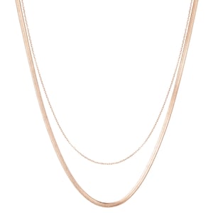 Mixed Snake and Cable Chain Necklace Rose Gold