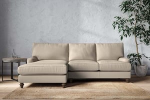 nkuku Marri Large Left Hand Chaise Sofa | Make To Order | Recycled Cotton Stone | No Colour