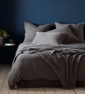Charcoal 100% Linen Fitted Sheet