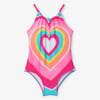 Psychedelic Heart Gather Front Swimsuit