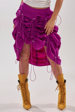 AKIRA Bella Parachute Maxi Skirt In Fuchsia | Size Medium