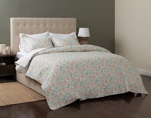 QE Home Beth Recycled Polyester Coverlet Set, Floral, Green, King