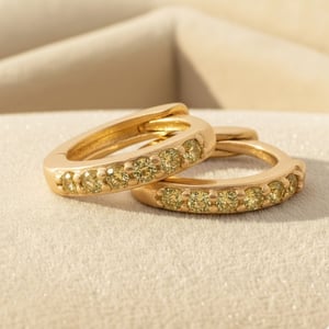 Peridot August Birthstone Small Huggie Hoop Earrings