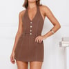 Lava Lounge Denim Halter Romper Brown
