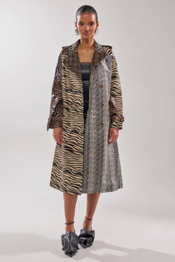 AKIRA Basel Painted Trench Coat | Brown | Size XL