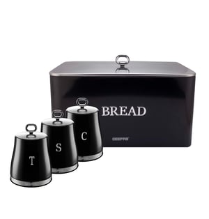 4-Piece Tea, Coffee, Sugar Canister Set Retrovive In Black