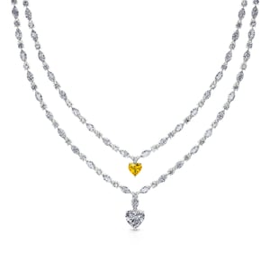 Jeulia "Endless Love" Double Layer Heart Cut Sterling Silver Necklace