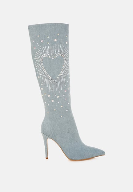 Coastra Rhinestone Embellished Stiletto Boots