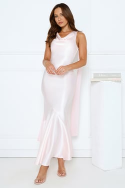 Celestial Evening Satin Maxi Dress Pink