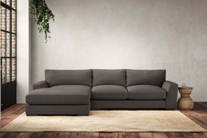 nkuku Guddu Left Hand Chaise Sofa | Make To Order | Medium | Brera Linen Granite