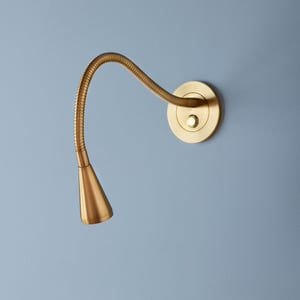Limber wall light in an antique brass finish