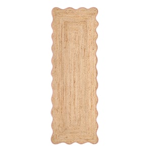 Jute Scalloped Edge Runner Peach - 67x200cm