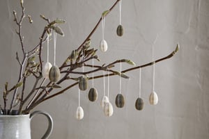 nkuku Piani Mini Hanging Paper Decoration Set Of 12 | Decorative Accessories | Natural/Moss