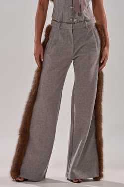 AKIRA Halle Fur Trim Wide Leg Pants | Size 1X