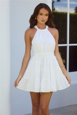 Daylight Brilliance Embroidered Mini Dress White