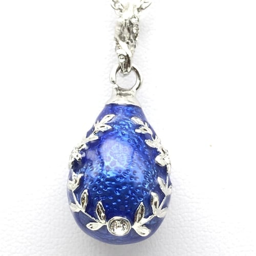 Blue & Silver Egg Pendant Necklace