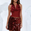 Chic Nightfall Satin Halter Top Wine