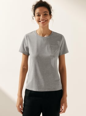 Stretch-Knit Bamboo Classic Basic Tee BELLE - Neutral Grey / Crew Neck / XXL