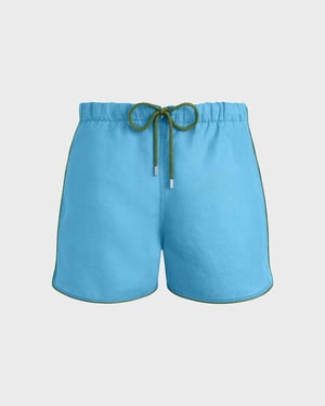 Vilebrequin - Men Linen Swim Shorts Solid - Swimwear - Maurice - Blue - Size XXL