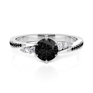 Jeulia Twist Simple Round Black Promise Ring