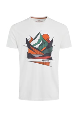 Weird Fish Aspect Mountains Front Print Graphic T-Shirt Dusty White Size XL