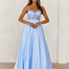 Starry Serenade Satin Maxi Dress Blue