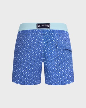 Vilebrequin - Men Stretch Short Flat Belt Swim Shorts Graphic Urchin - Swimwear - Menise - Blue - Size XL
