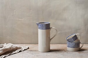 nkuku Indigo Drop Jug | Serveware | Large | Cream & Indigo
