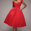 Goddiva Scuba Foam Skater Midi Dress - Red