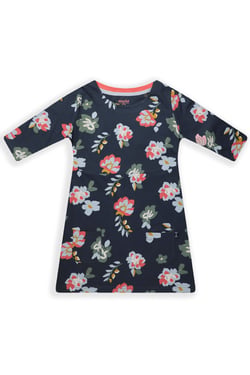 Weird Fish Starlight Girls Organic Cotton Printed Dress  Navy Size 3-4