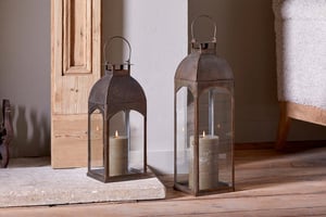 nkuku Nivas Lantern | Candles Holders & Lanterns | Small | Antique Brass