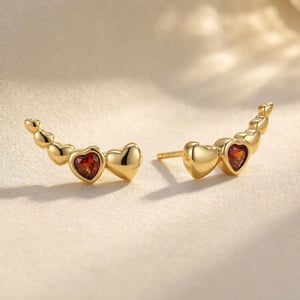 Dainty Love Heart Gold Plated Stud Earrings