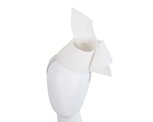 Modern white fascinator by Max Alexander
