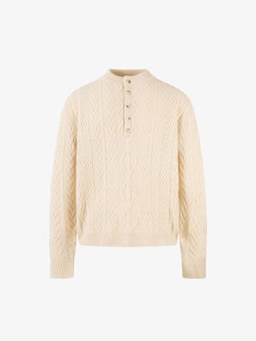 Vintage Diamond Knit Half Placket Sweater - Apricot / XL