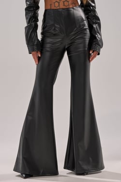 AKIRA Dont Cry Baby Girl Faux Leather Flare Trouser Pants | Black | Size 1X