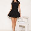 Downtown Diva Lace Bubble Mini Dress Black