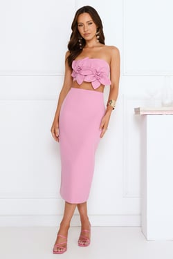 Call Me Darling Midi Skirt Pink