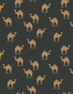 Oasis Camels' Wallpaper by Tea Collection - Charcoal - Traditional / 27 in. x 27 ft.
