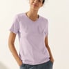 Stretch-Knit Bamboo Classic Basic Tee BELLE - Lavender / V-Neck / L