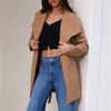 French Winter Wide Collar Wrap Coat Tan