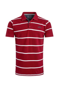 Weird Fish Fabian Organic Cotton Striped Pique Polo Garnet Size S