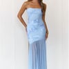 Rosé Mood Strapless Mesh Maxi Dress Blue