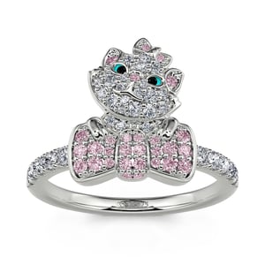 Jeulia "I Love Cats" Bow Design Sterling Silver Ring