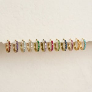 Birthstone Small Huggie Hoop Earrings In Gold Or Silver - Dec - Blue Topaz / Silver