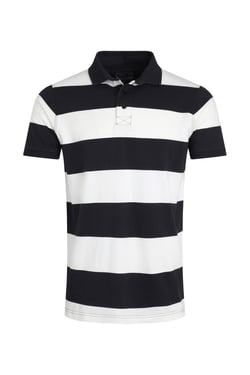Weird Fish Ronald Organic Cotton Striped Polo Shirt Navy Size XL